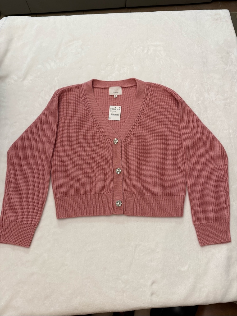 NWT Cinq A Sept Pink Palmer Rhinestone Cardigan